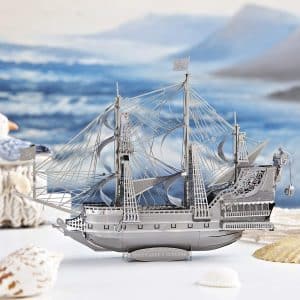 Piececool 3D Puzzle for Adults Metal Pirate Ship Model Kits, The Queen Anne's Revenge Flying Dutchman Ship Models Building Kits 3D Puzzle Toy, Great Birthday Gift -49Pcs