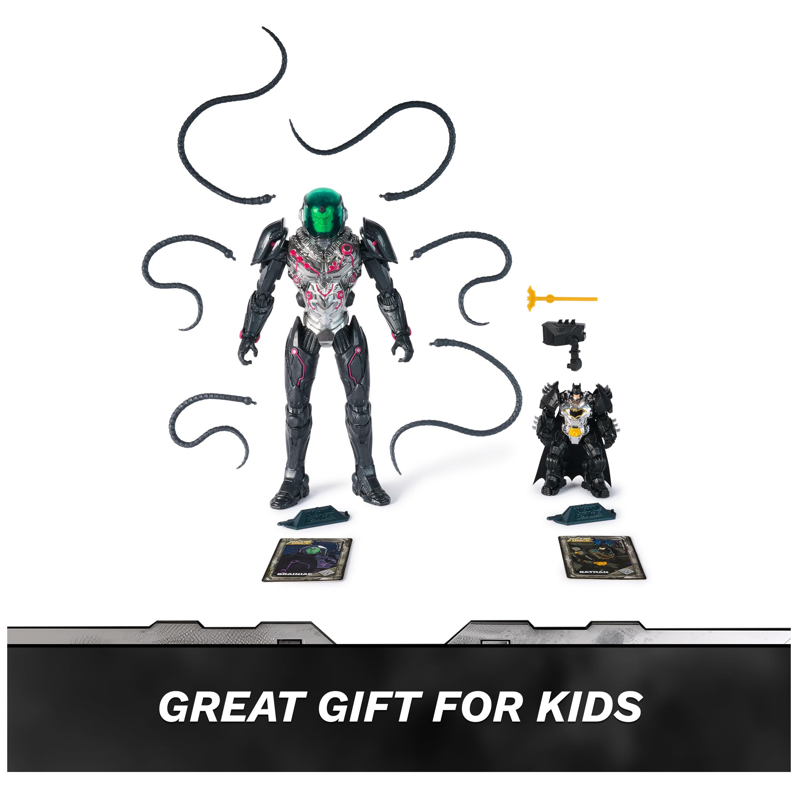 DC Comics, Metal Force Brainiac vs. Batman Action Figure Pack, 12-Inch Extra Large Brainiac, Exclusive 4-inch Batman Figure, Includes Character Card, Kids Toys for Boys and Girls Ages 4+ - Image 3