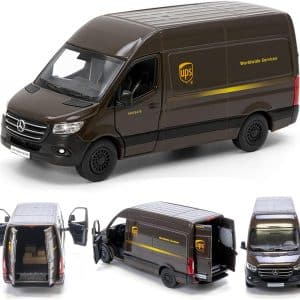 KiNSMART Mercedes-Benz Sprinter UPS Edition Delivery Van 1:48 Scale and 5 Mail Truck 1:36 Scale