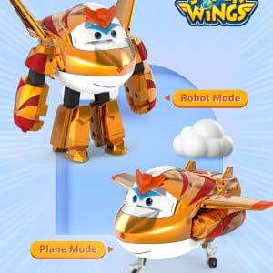Super Wings YW750231 Transforming Golden Boy, Approx. 12.7 cm Transformable Toy Figure, Toy Plane and Robot Figure for 3+ Years Old Boys Girls