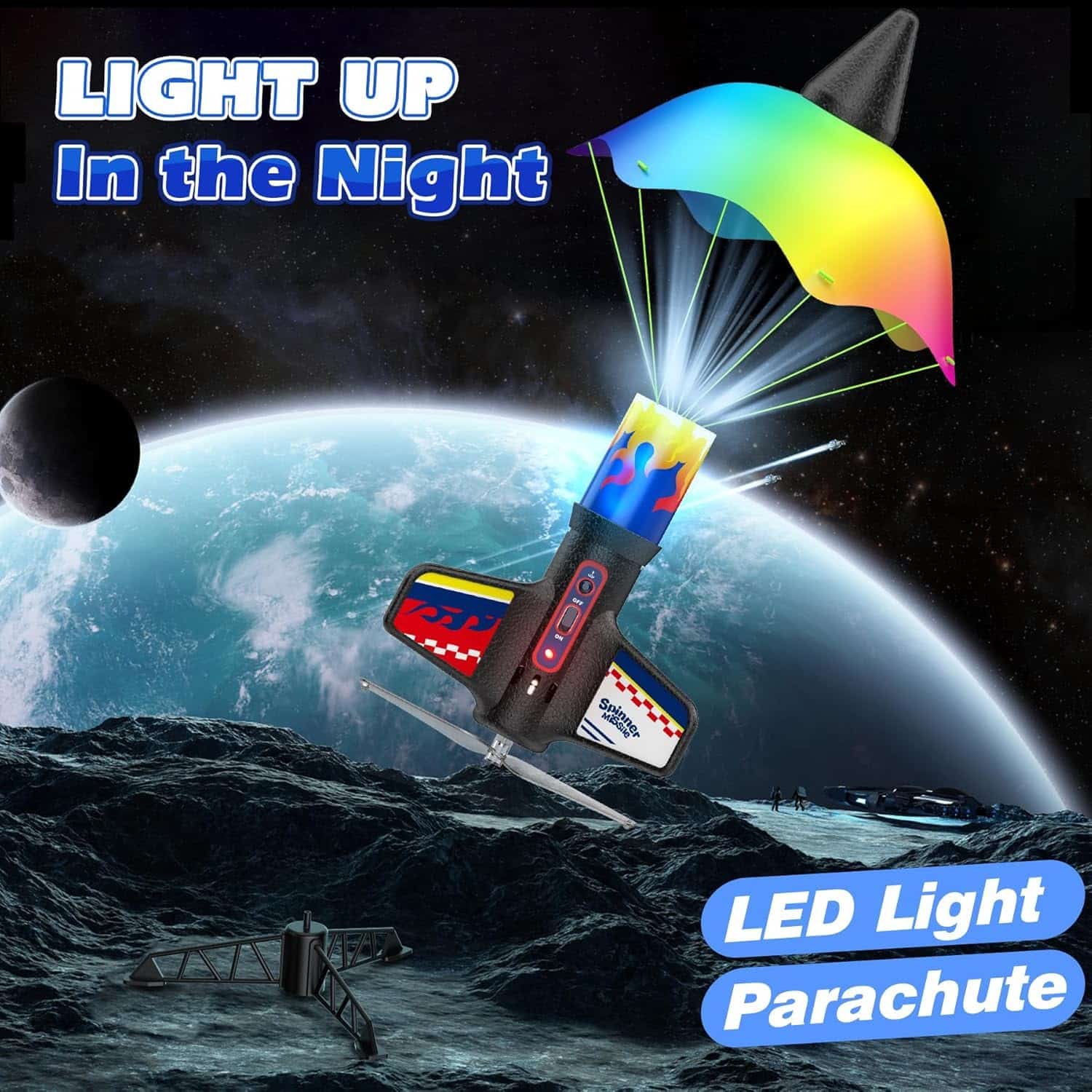 Rocket Launcher for Kids, Electric Launch Launch up to 50 m, Model Rockets with Parachute Safely Land,with LED Light Outdoor Rocket Kits Toys for Ages 3-13 Boy Birthday Gift - Image 5