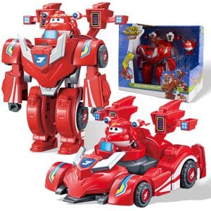 Super Wings 2-in-1 Super Robot Suit Jett Transforming Vehicles Robot Aeroplane Transformer Birthday Christmas Gift for Boys and Girls