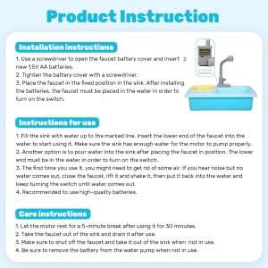 CUTE STONE Color Changing Kitchen Sink Toys, Children Electric Dishwasher Playing Toy with Running Water, Upgraded Faucet, Automatic Water Cycle System Play House Pretend Role Play Toys for Boys Girls