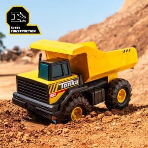 Tonka Steel Classics Mighty Dump Truck, Toy Truck, Real Steel Construction, Ages 3 and Up, Frustration-Free Packaging (FFP), Yellow
