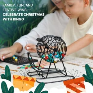 Bingo Game for Adults and Kids– Family Bingo Game Set with 50 Bingo Cards, 300 Bingo Chips and Metal Bingo Cage – Perfect Board Game for LargeGroups