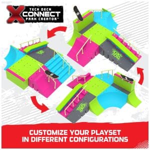 Tech Deck, Neon Mega Park X-Connect Creator, Glow-in-The-Dark Customisable Ramp Set with Two Fingerboards, Kids’ Toy for Boys and Girls Ages 6 and up