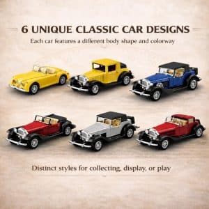 Liberty Imports Set of 6 Assorted Pullback Diecast Metal Antique Classic Model Cars (1:32 Scale)