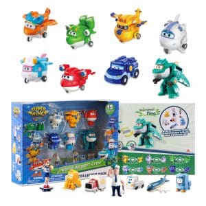 Super Wings Toys, Transformer Toys 2 Inch, Mini Action Figures for Kids 3-12 Years Old, Real Mobile Wheels, Birthday Party Supplies for Preschool Boys and Girls, Airplane Toys Playset (15 Packs)