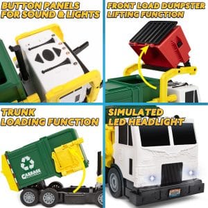 16" Large Garbage Truck Toys for Boys, Realistic Trash Truck Toy with Trash Can Lifter and Dumping Function, Garbage Sorting Cards for Preschoolers, Toy Truck for Boy Age 3 4 5 Years Old