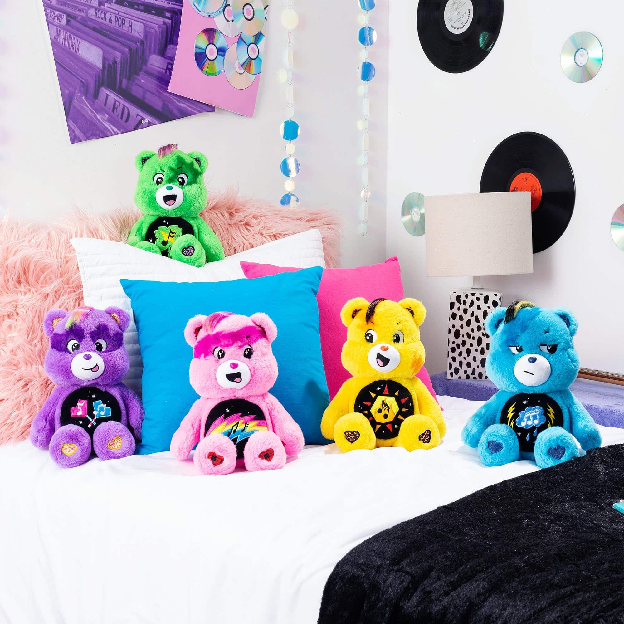 Basic Fun Care Bears 22 cm Rock Theme Plush - Cheer Bear - Environmentally Friendly Collectible with Vivid Design - for Kids & Fans - Image 2
