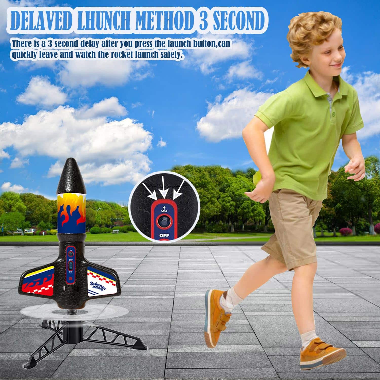 Rocket Launcher for Kids, Electric Launch Launch up to 50 m, Model Rockets with Parachute Safely Land,with LED Light Outdoor Rocket Kits Toys for Ages 3-13 Boy Birthday Gift - Image 6
