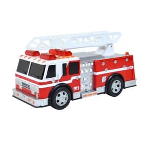 Sunny Days Entertainment Large Fire Truck – Lights and Sounds Vehicle with Extendable Ladder | Motorized Drive and Soft Grip Tires | Rescue Engine Toy for Kids – Maxx Action