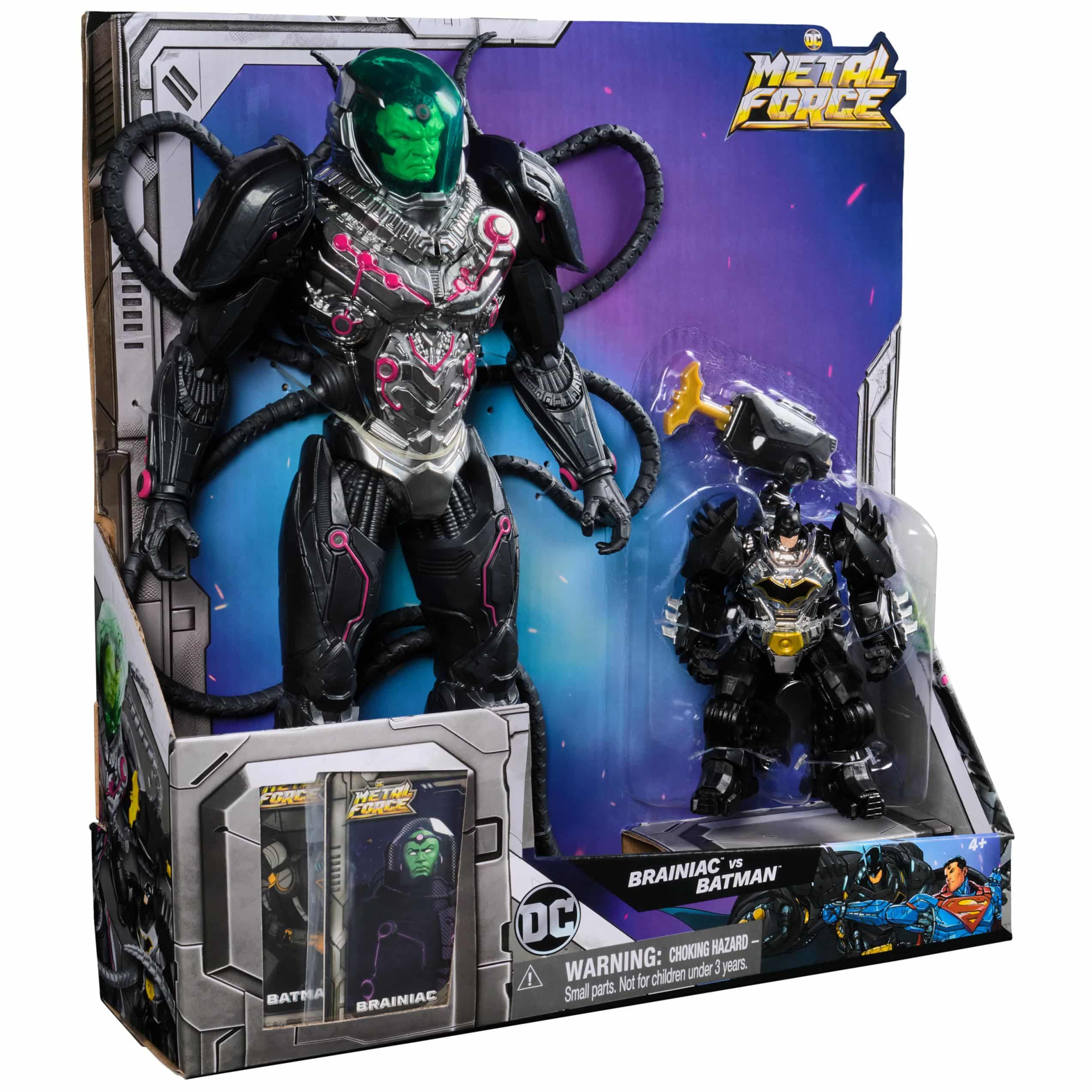 DC Comics, Metal Force Brainiac vs. Batman Action Figure Pack, 12-Inch Extra Large Brainiac, Exclusive 4-inch Batman Figure, Includes Character Card, Kids Toys for Boys and Girls Ages 4+ - Image 6