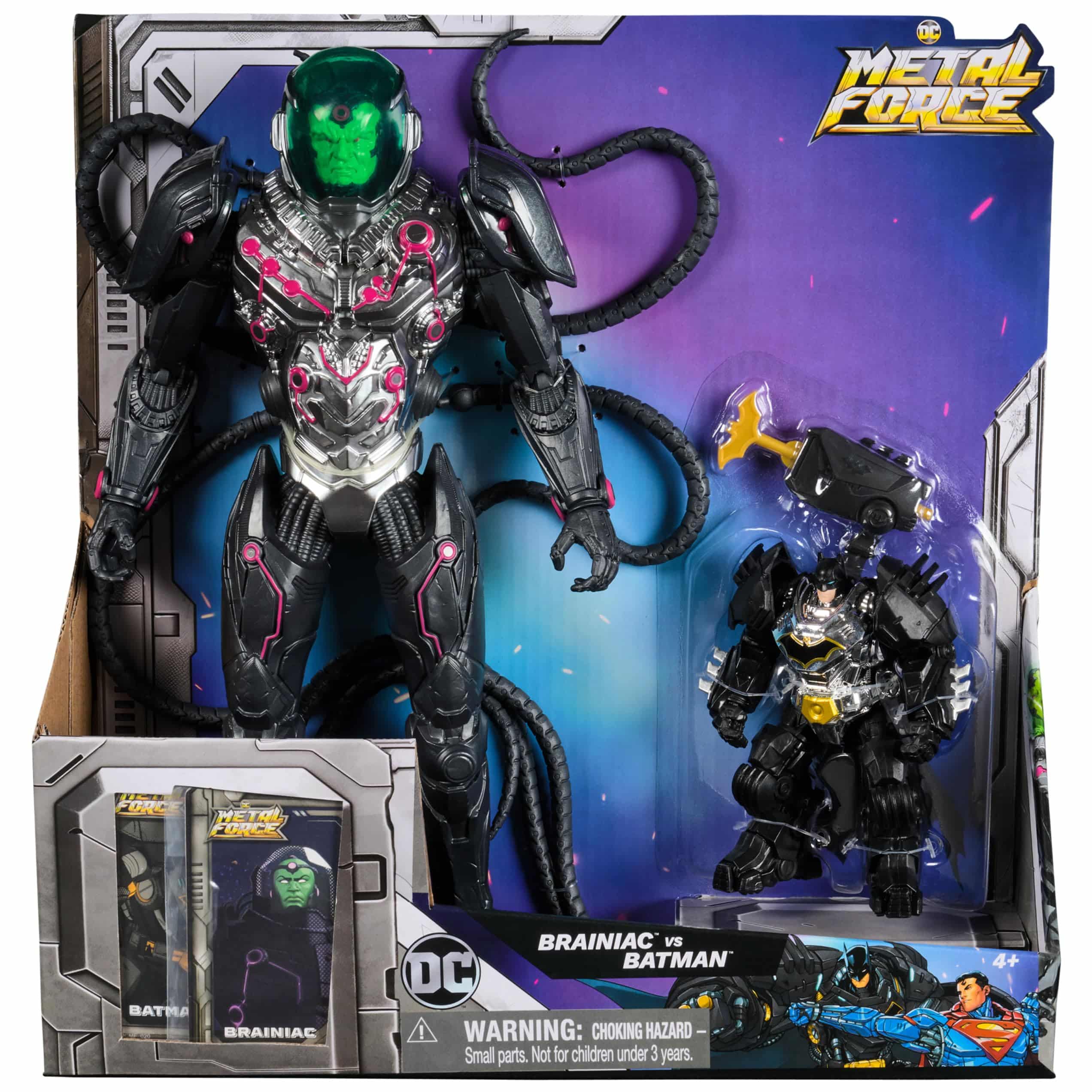 DC Comics, Metal Force Brainiac vs. Batman Action Figure Pack, 12-Inch Extra Large Brainiac, Exclusive 4-inch Batman Figure, Includes Character Card, Kids Toys for Boys and Girls Ages 4+ - Image 2