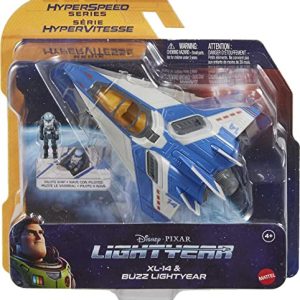 Disney Pixar Lightyear Hyperspeed XL-14 Spaceship & Buzz Lightyear Figure, 5.6 Inch Long Vehicle & 1.25 Inch Figure, Toy 4 Years & Up