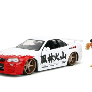 Street Fighter 1:24 2002 Nissan Skyline GT-R R-34 Die-Cast Car & 2.75" Ryu Figure, Toys for Kids and Adults