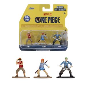 Jada One Piece Netflix Luffy Nami Zoro Nano Metalfigs 3-Pack Die-Cast Figures Set – Series 1 Toys