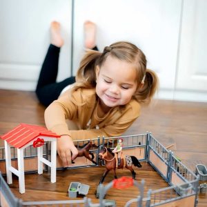 26-Piece Horse Stable Playset - Farm Animal Figurines with Rider & Accessories, Horse Toys Set for Girls and Boys with Rider, Imaginative Play Gifts for Horse Lovers Ages 3-12