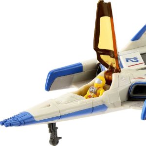 Disney Pixar Lightyear Hyperspeed Series XL-12 Spaceship & Buzz Lightyear Figure, Approx 6 Inch Long with Authentic Detail & Matching Pilot Figure 1.25 inch, Ages 4 Years & Up