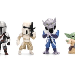 Jada Star Wars Metalfigs 4-Pack Wave 2 – The Mandalorian, Imperial Remnant AT-RT Driver, Zeb Orrelios, Grogu Die-Cast Figures 2.5” Scale – Stylized Display Set Toys