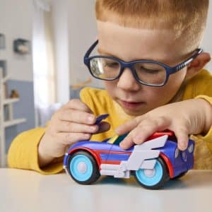 Marvel Iron Man and His Fantastic Friends Thor Donner Racing Car Action Figure (3") & Vehicle, Superhero Toy, Ages 3+
