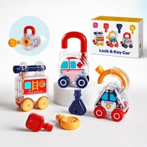 Lock and Key Car Toy, Montessori Educational Learning Toys for Toddlers 1 2 3 Year Old, Travel Gift for Baby Boys and Girls 18 Months+