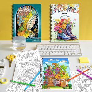 Kalysky Adult Coloring Books Set:3 Coloring Books for Flower World,Whimsical Universe,Fantasy Fairy Homes.Coloring Books for Adults to Relax and Relieve Anxiety