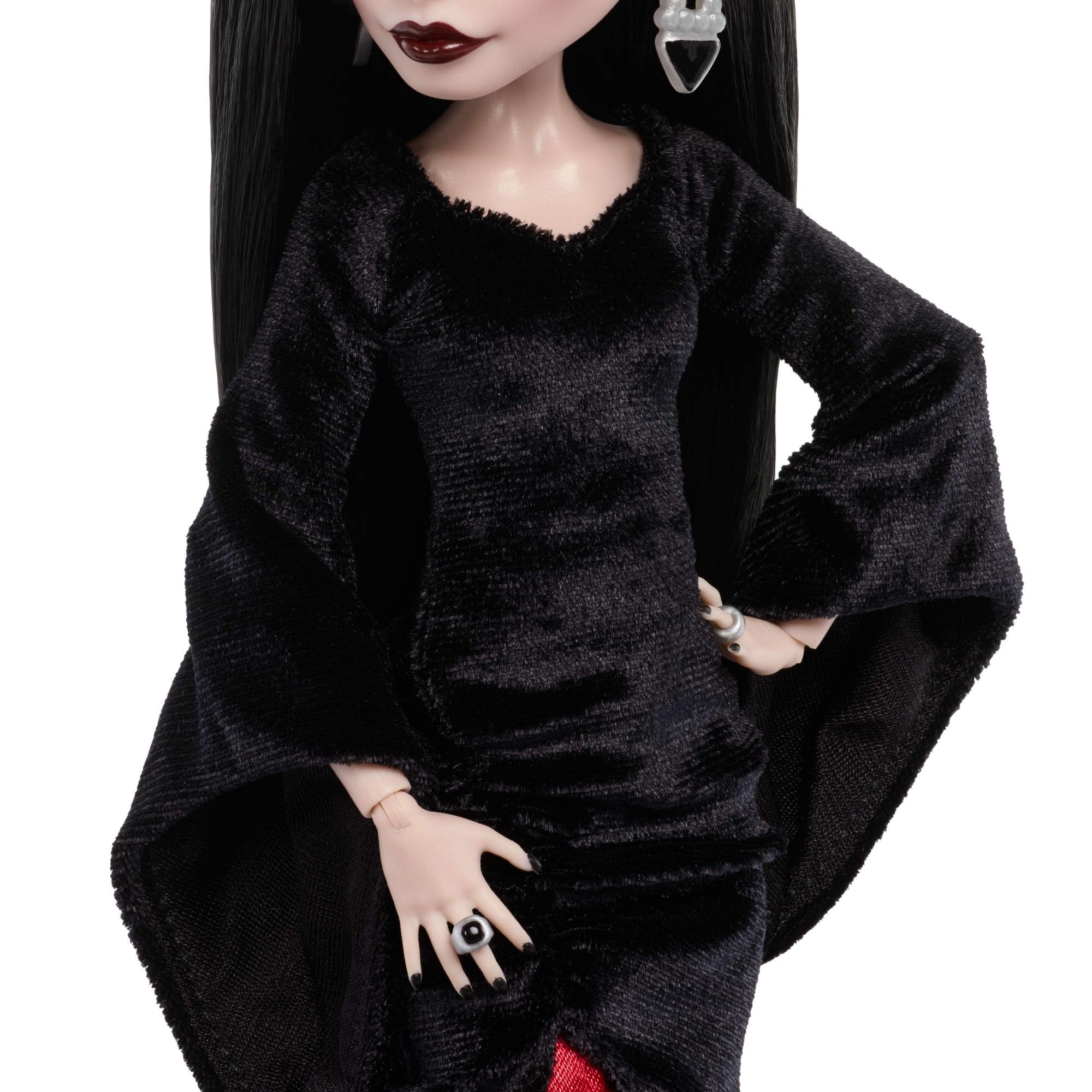 Monster High x Wednesday Doll, Morticia Addams Collectible in Black and Crimson Velvet Dress with Jewelry, Show-Inspired Heels and Doll Stand - Image 6