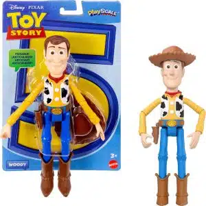 Mattel Disney Pixar Toy Story Woody Action Figure, 23 cm Playscale, Cowboy Sheriff, 14 Articulated Joints, Movie Design, Removable Hat, JKV14
