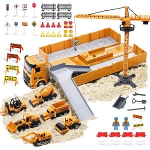 OR OR TU Construction Truck Car Toys for Kids Boys Engineering Vehicle Set Excavator Trucks,Crane Tower,Cement Truck,Dumper Early Educational Birthday for 3 4 5 6 7+ Years Children
