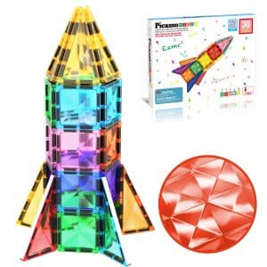 PicassoTiles 30 Piece Magnetic Building Blocks Mini Diamond Series Travel Size On-the-Go Magnet Construction Toy Set STEM Learning Kit Education Playset Child Brain Development Magnets Stacking Blocks