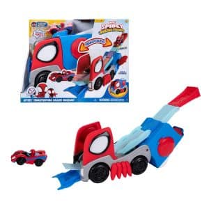 Jazwares Marvel Spidey and His Amazing Friends Transforming Hauler Raceway - 9-Inch Vehicle and Trackset with Exclusive Amazing Metal