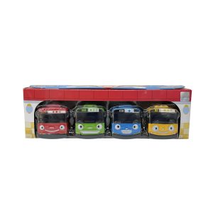 Tayo the Little Bus, 4 Metal Vehicles Set, Pull Back Mini Cars
