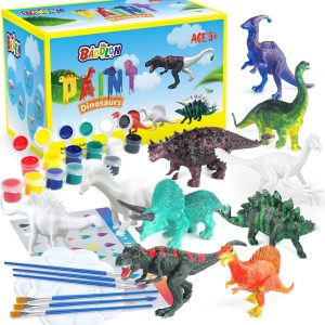 BAODLON Kids Arts Crafts Set Dinosaur Toy Painting Kit - 10 Figurines, Decorate Your Dino, Create a World - Painting Toys Gifts for 5-8 Year Old Boys Girls Toddlers