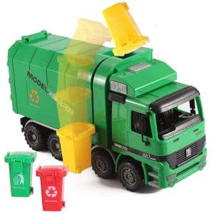 Liberty Imports 14" Oversized Friction Powered Recycling Garbage Truck Toy for Kids with Side Loading and Back Dump