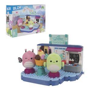 Squishmallows Frozen Yoghurt Shop Building Set - Andreina The Monarch Butterfly and Mipsy The Axolotl Buildable Figures BLDR Official Set