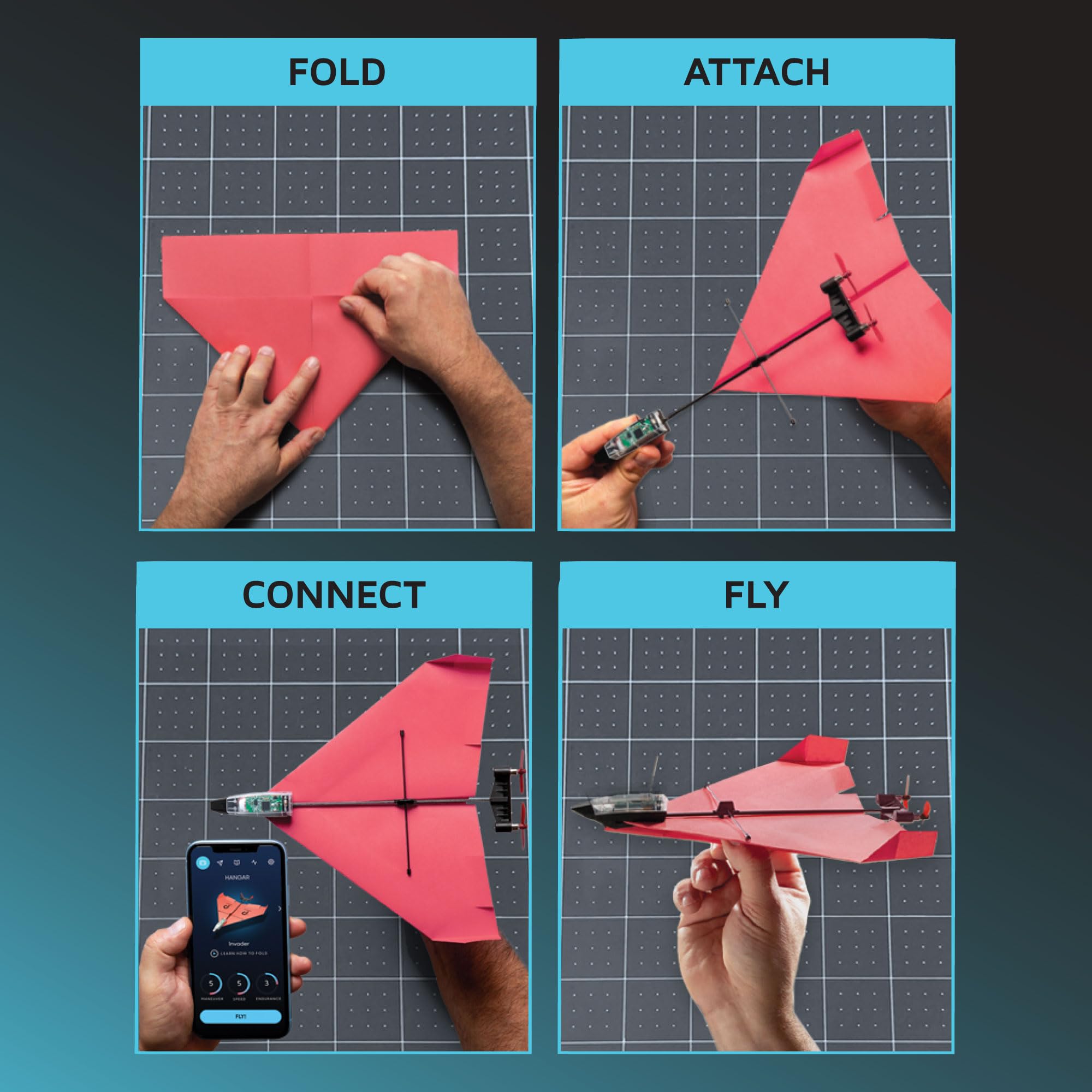 POWERUP 4.0 Paper Airplane Kit - Smartphone App Controlled RC Plane Motor - Image 2