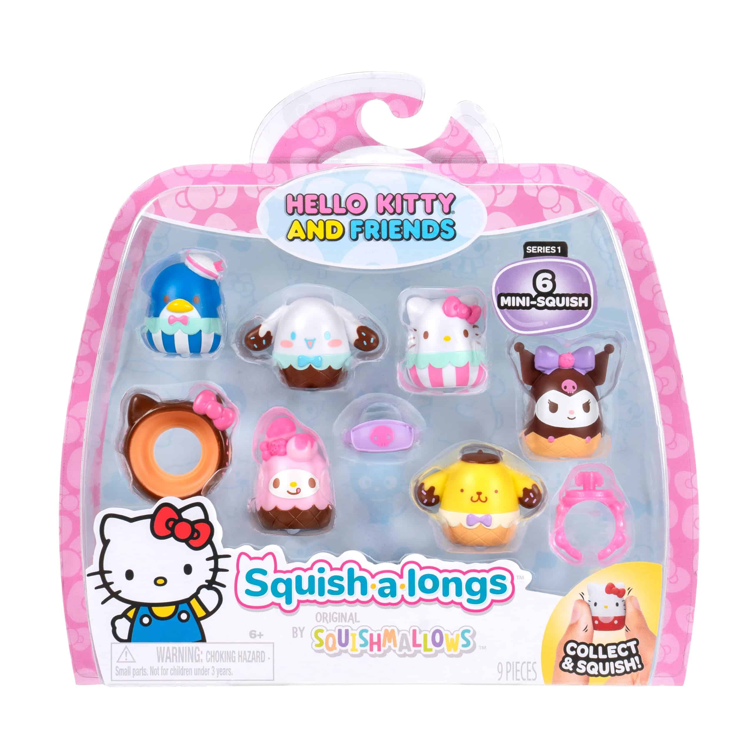 Squish-a-Longs Hello Kitty and Friends Ice Cream Mini-Squish + Accessory 6-Pack