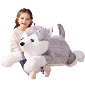 IKASA Giant Husky Stuffed Animal Plush Toy,Large Dog Puppy Cute Jumbo Soft Toys,Huge Big Size Plushy Fluffy Fat Oversized Plushie,Gifts for Kids Girls Boys Girlfriend Children (78cm, Gray)