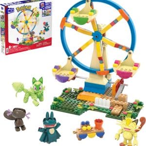 MEGA Pokemon Building Toys Set Ferris Wheel Fun with 393 Pieces, 4 Poseable Characters, 5+ Inches Tall, for Kids