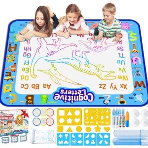 Jasonwell Aqua Water Doodle Mat 101 X 81 cm Extra Large Magic Drawing Doodling Mat Coloring Mat Educational Toys Gifts for Kids Toddlers Boys Girls Age 3 4 5 6 7 8 Year Old