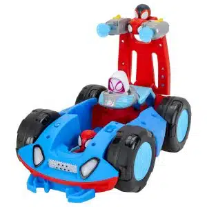 MARVEL Spidey and His Amazing Friends Team Spidey Flip and Reveal Cruiser - 11-Inch Double-Sided Vehicle with Lights, Sounds, and Web Blast Launchers