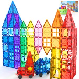 100PCS Magnetic Tiles STEM Building Kids Toys Magnetic Blocks with 2 Cars
