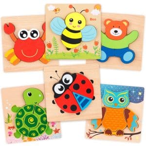 Coogam Wooden Jigsaw Puzzle Set for 2 3 4 5 Years Old
