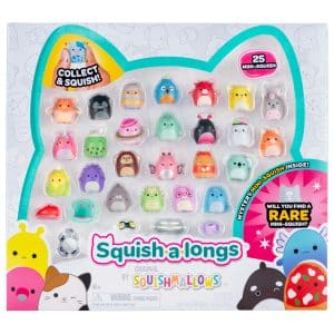Squish-a-Longs SQAL0035 Pack of 25 Includes 25 x 2.5 cm Mini Squish with 5 x Accessories, 1 x Ring and 1 x Collector's Guide (Wave 3, Style 1) - Collect, Swap and Play