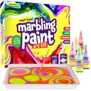 Dan&Darci Marbling Paint Art Kit for Kids - Arts and Crafts for Girls & Boys Ages 6-12 - Craft Kits - Best Tween Paint Gift Ideas for Kids Age 4 5 6 7 8 9 10 Year Old - Marble Painting Kits (DD-041)