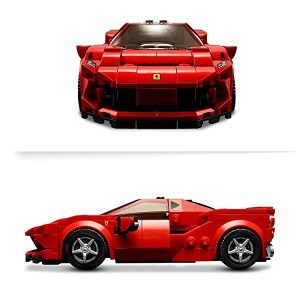 Stunning red Ferrari sports car model exhibits sleek design and high-performance features.