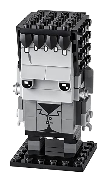 Blocky LEGO Frankenstein monster figure with spiky hair and classic suit, perfect for Halloween decor.