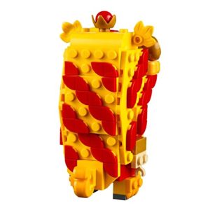 Playful LEGO character resembling a hot dog, crafted with bright yellow and red bricks.