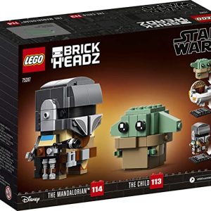 LEGO BrickHeadz set featuring The Mandalorian and Grogu from Star Wars, perfect for fans.